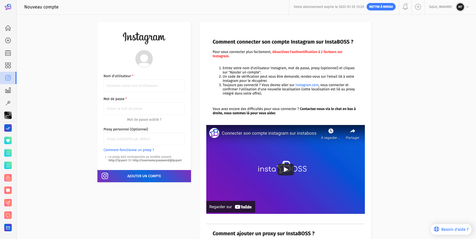 lier son compte insta a boostfluence