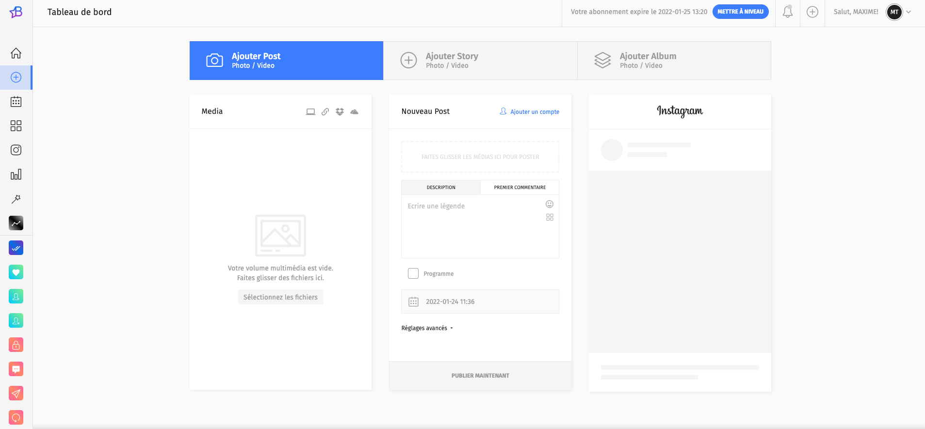 importez ses publication instagram