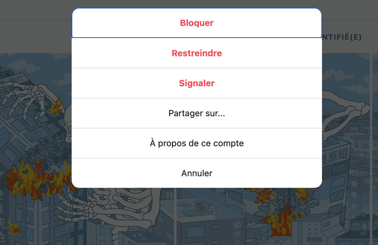 bloquer quelqu'un pour cacher ses abonnés et abonnements