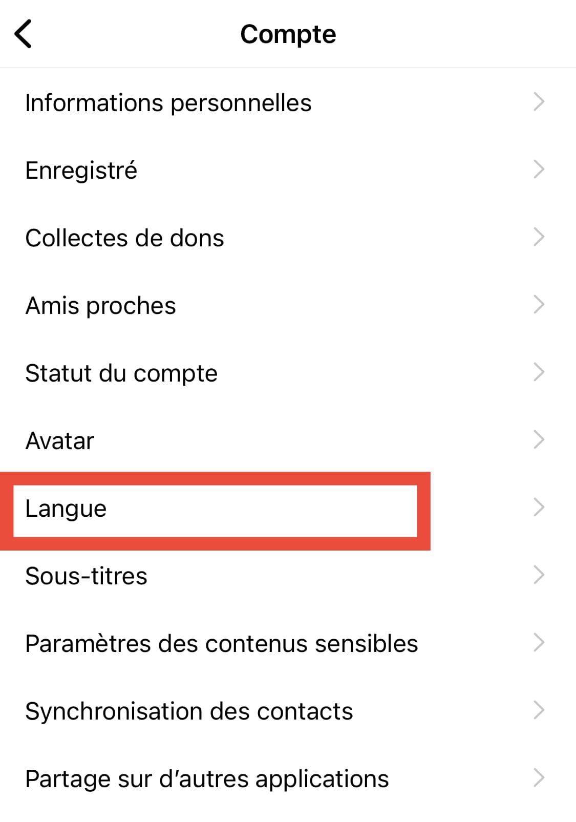 changer langue instagram iphone