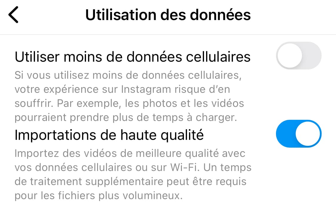 ameliorer qualite story instagram parametres