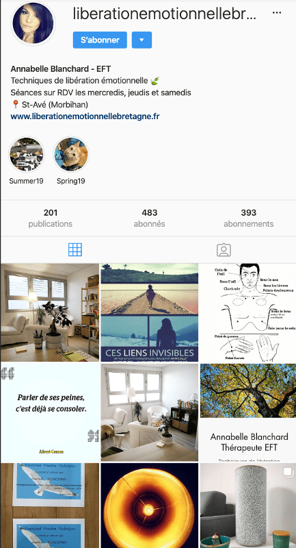 exemple compte instagram therapeute