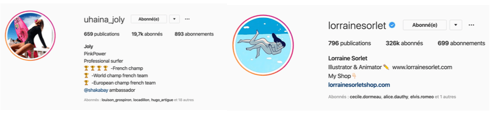 exemples comptes instagram influenceuses