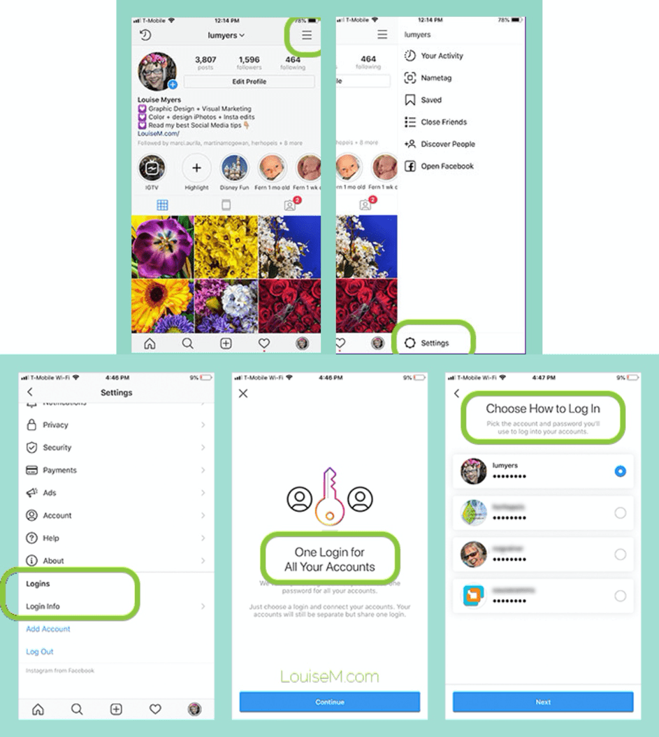 etapes une seule connexion instagram