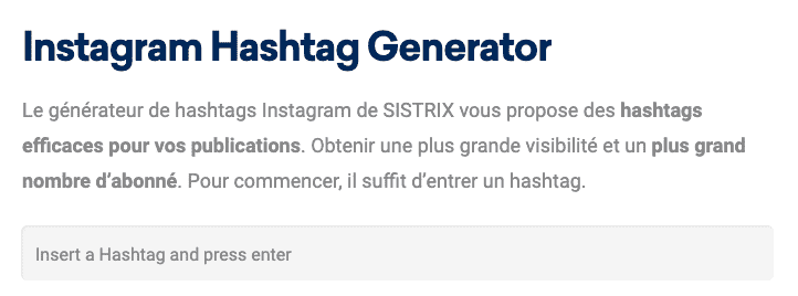 sistrix hashtag generateur