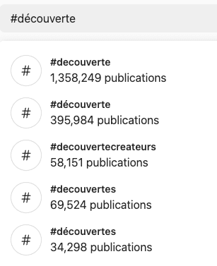 volume recherche hashtags instagram