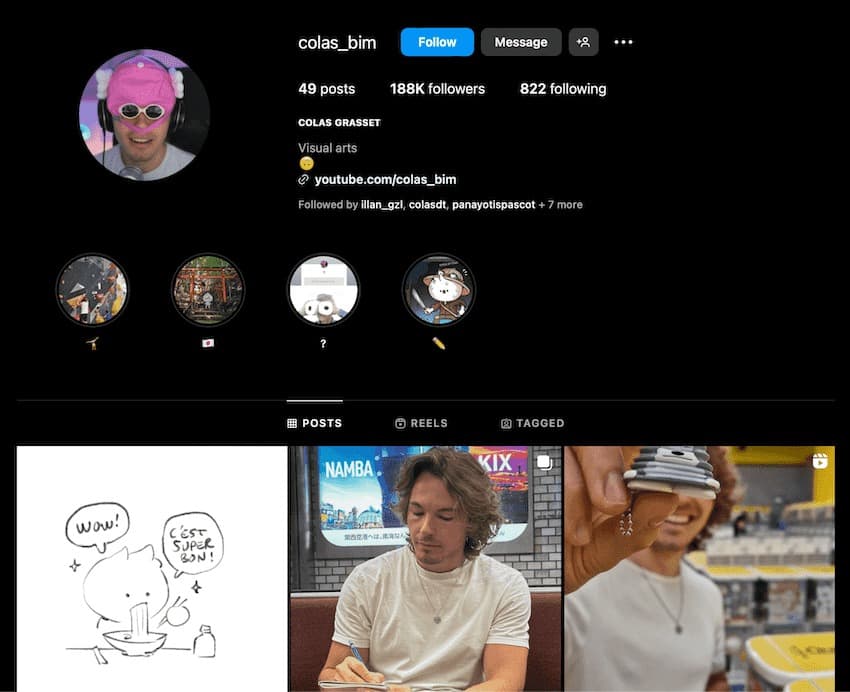 Colas bim influenceur drole sur instagram