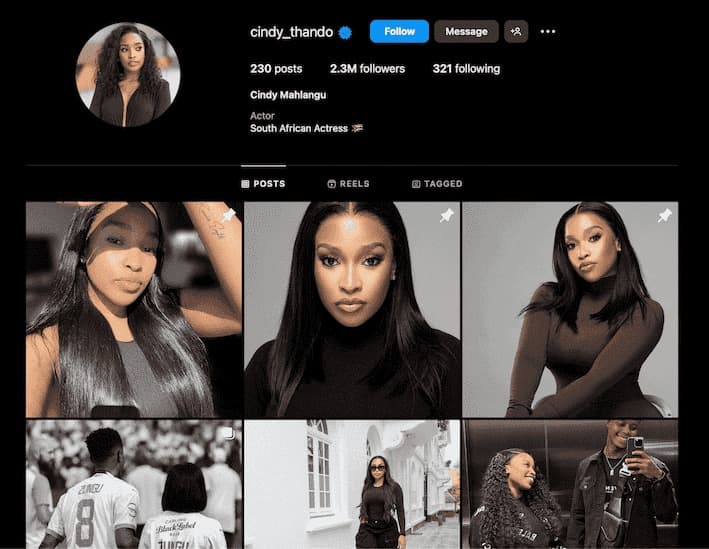 Compte instagram cindy mahlangu