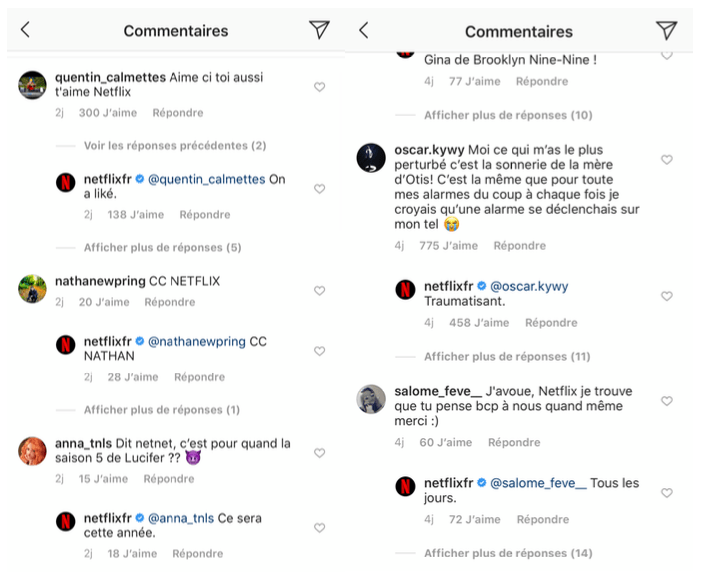 netflix france instagram commentaires