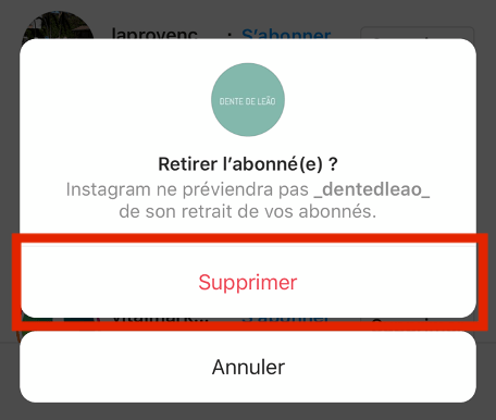 supprimer followers instagram